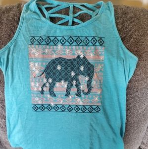 Large No boundaries blue tank top with elephant